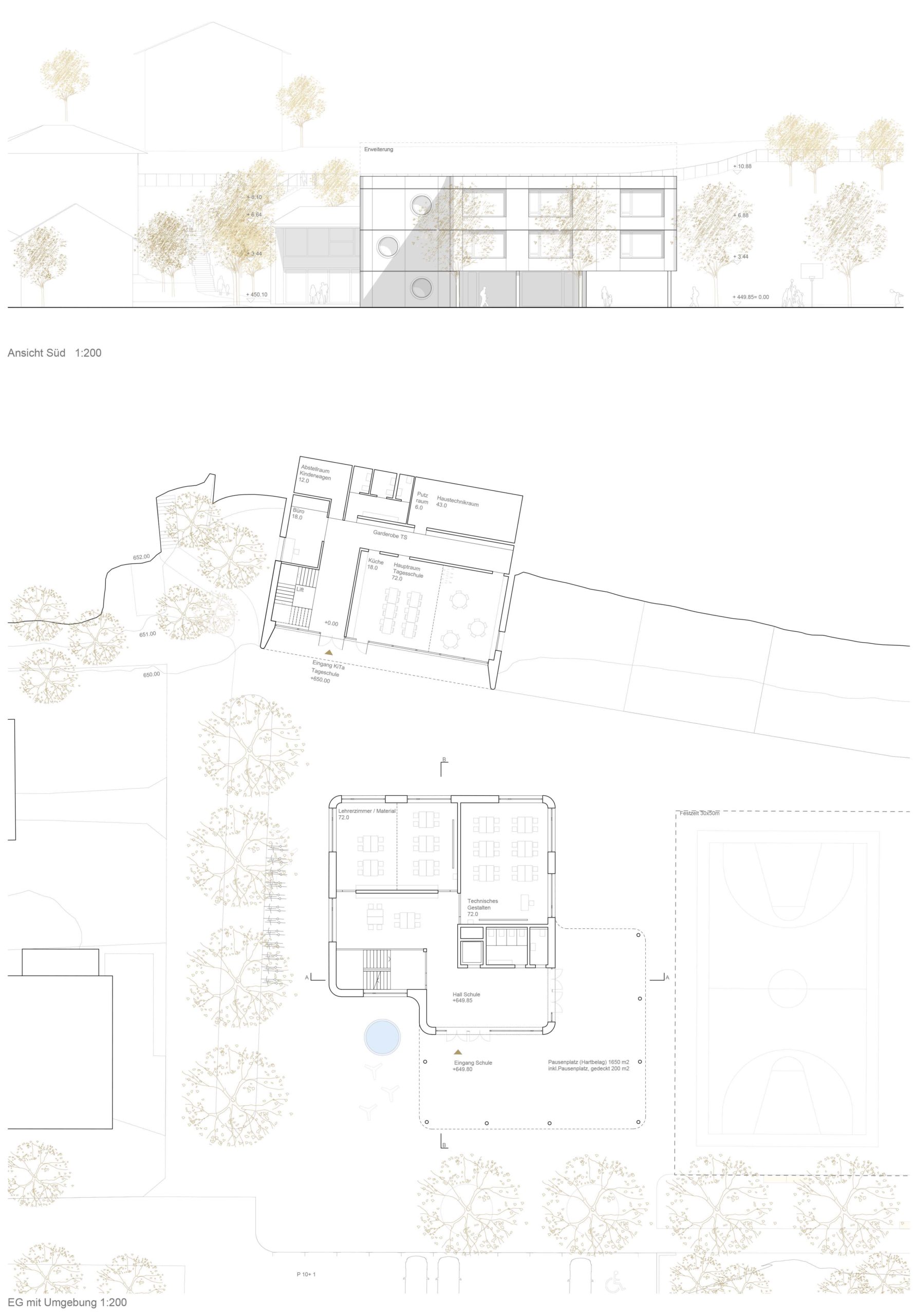 PROJEKTWETTBWERB<br />
NEUBAU PRIMARSCHULHAUS LALDEN